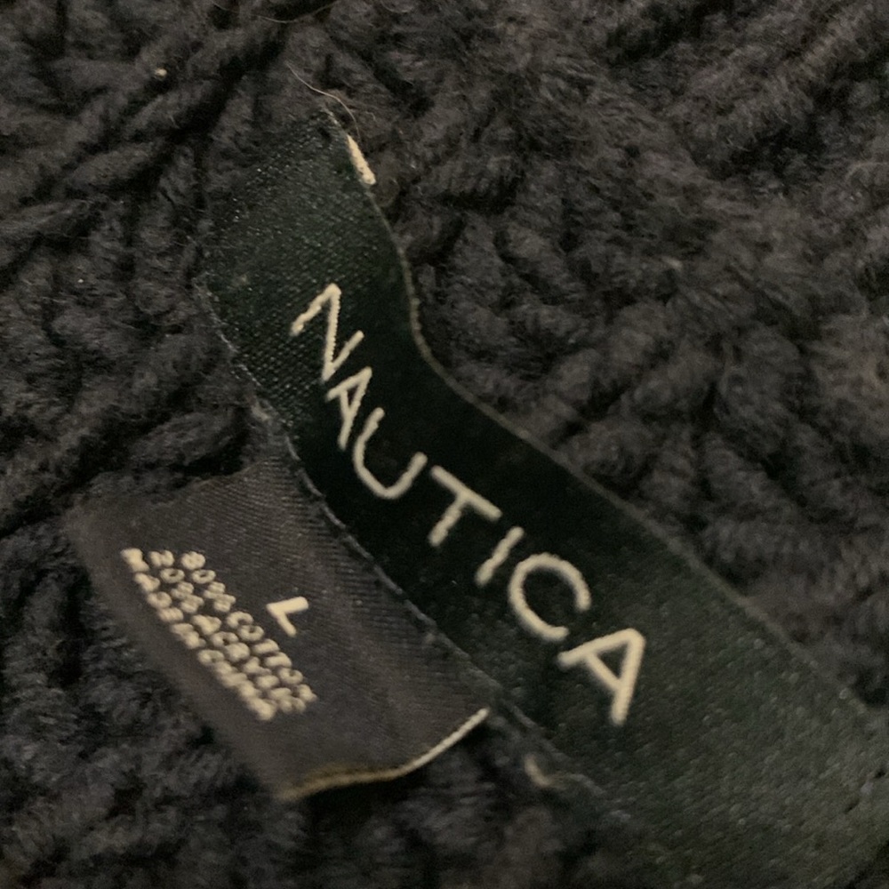 Nautica Cable, chunky net navy blue size large sweater - Picture 6 of 16